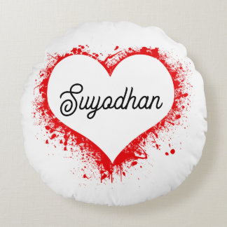Personalised Love Heart Round Pillow 