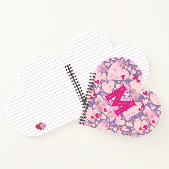 Personalised Love Hearts & Roses Notebook (Inside)