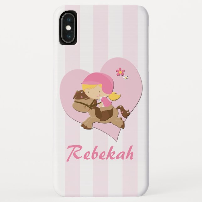 Personalised Love Horseriding Pink Stripes Case-Mate iPhone Case (Back)