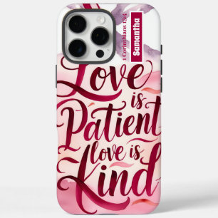 Personalised Love is Patient Christian iPhone 16 Pro Max Case