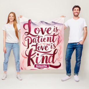 Personalised Love is Patient Christian Fleece Blanket