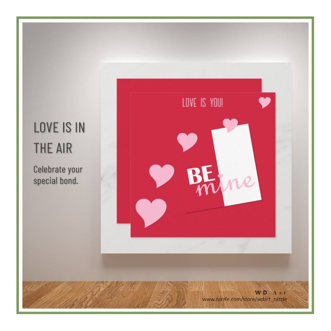 Personalised Love is You, Be Mine Hearts Valentine Holiday Card (Creator Uploaded)