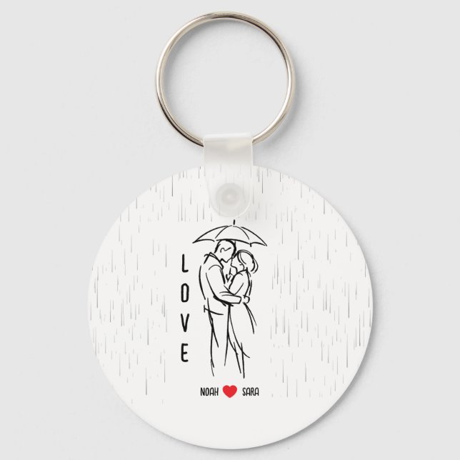 Personalised Love Keychain – Custom Names Romantic (Front)