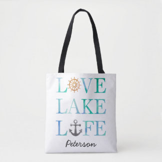 Personalised Love Lake Life Nautical Watercolor Tote Bag