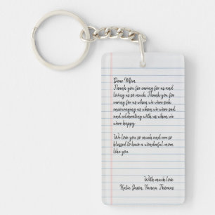Personalised Love Letter Handwritten One Photo  Key Ring
