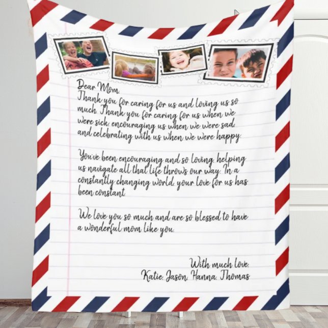 Personalised Love Letter Handwritten Photo Collage Fleece Blanket (Creator Uploaded)
