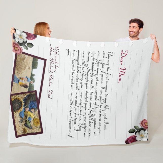 Personalised Love Letter Handwritten & Photo Fleec Fleece Blanket (In Situ)