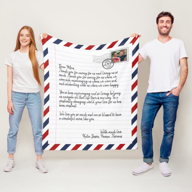 Personalised Love Letter Handwritten Photo Mail Fleece Blanket (In Situ)