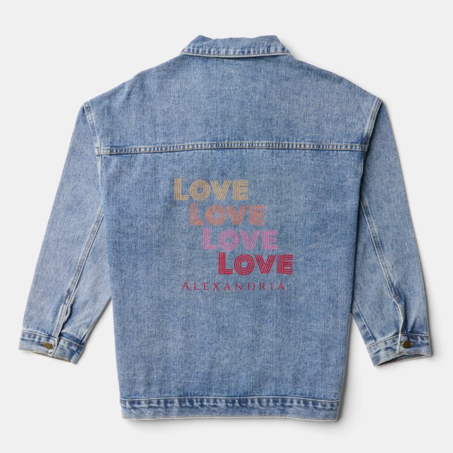 Personalised Love Modern Typography Denim Jacket (Back)