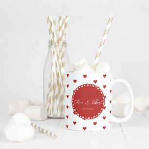 Personalised Love Mug - Hearts, Names, and Date