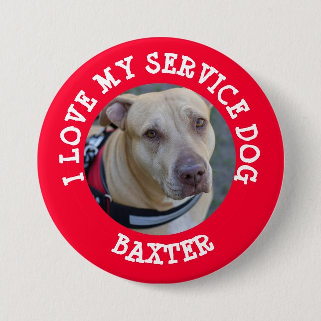 Personalised Love my Service Dog Day Button (Front)