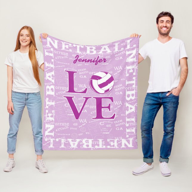 Personalised love netball design fleece blanket (In Situ)