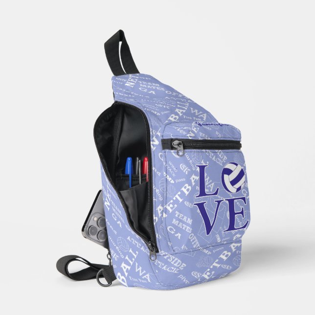 Personalised love netball design sling bag (Open)