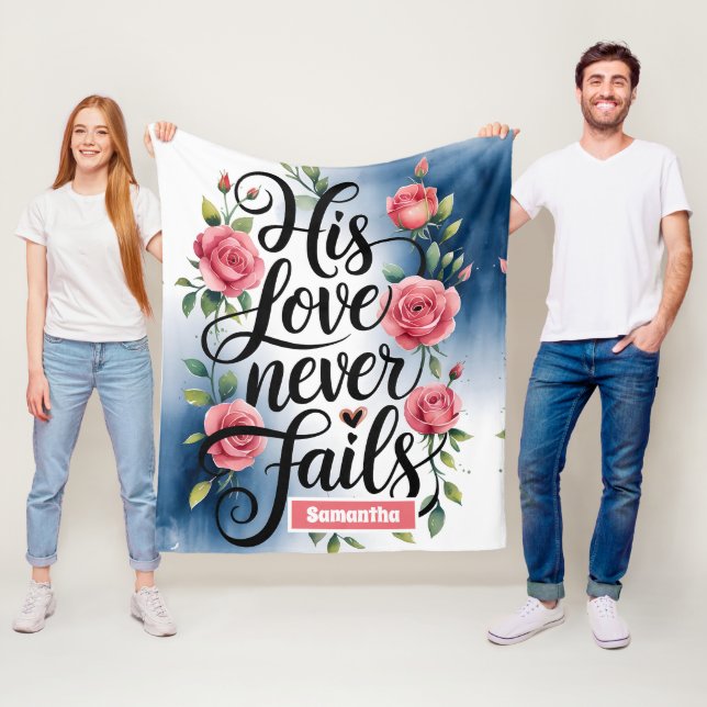 Personalised Love Never Fails Christian  Fleece Blanket (In Situ)