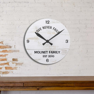 Personalised "Love Never Fails" Rustic Clock