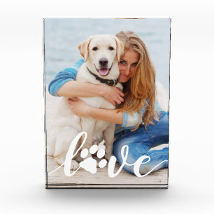 Personalised Love Paw Print Custom Dog Photo Block