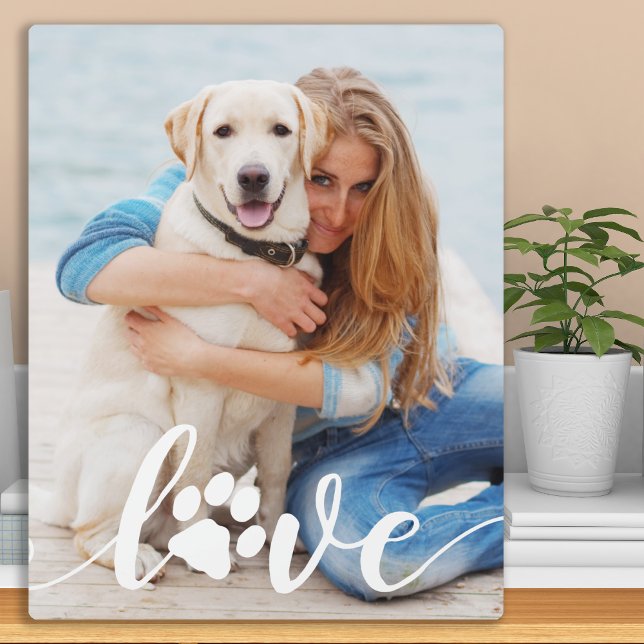 Personalised Love Paw Print Dog Lover Photo Plaque (Creator Uploaded)