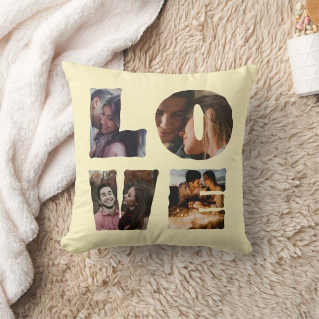 Personalised LOVE Photo Collage I Valentines Day  Cushion (Blanket)