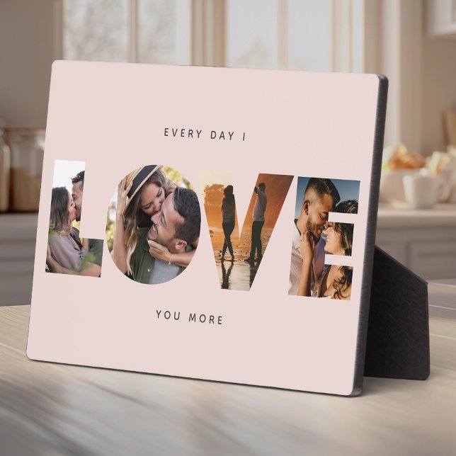 Personalised LOVE Photo collage Modern Minimalist Plaque (Creator Uploaded)