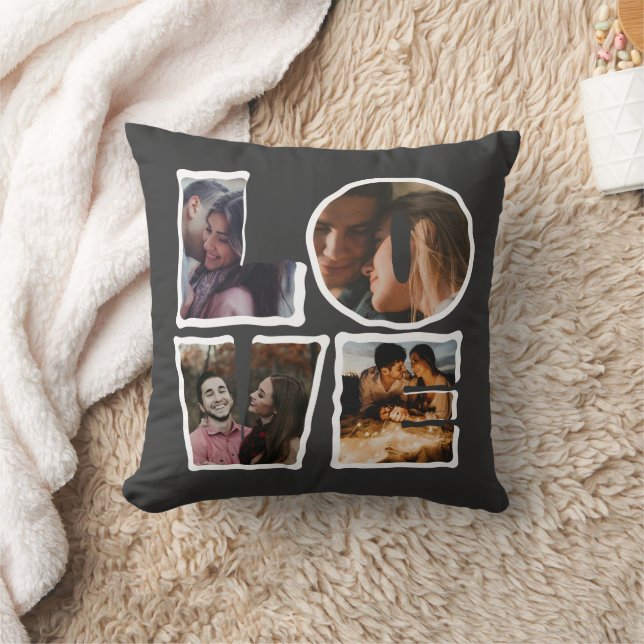 Personalised LOVE Photo Collage valentines Day Cushion (Blanket)