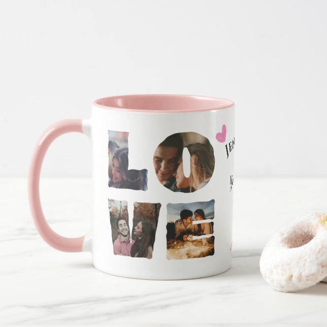  Personalised LOVE Photo Collage Valentines Day Mug (With Donut)