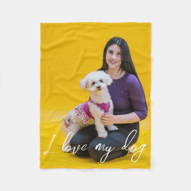 Personalised Love  Print Dog Lover Photo Fleece Blanket (Front)