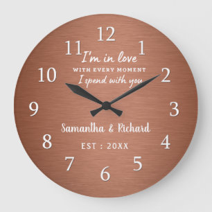 Personalised Love Quote Copper Wedding Anniversary Large Clock