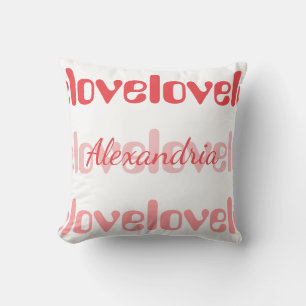 Personalised Love Retro Typography Pink and Red Cushion