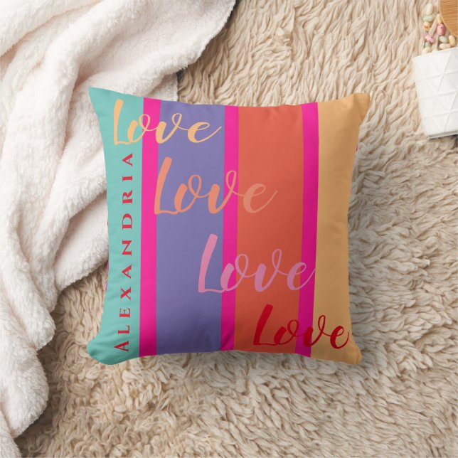 Personalised Love Script Colourful Cushion (Blanket)