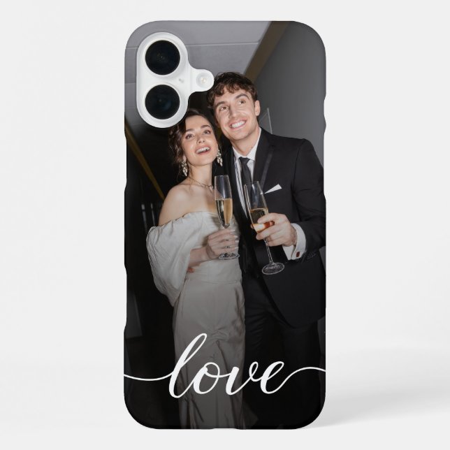 Personalised Love Script Couple Photo iPhone Case (Back)