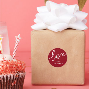 Personalised 'Love' Script Font Classic Round Stic Sticker