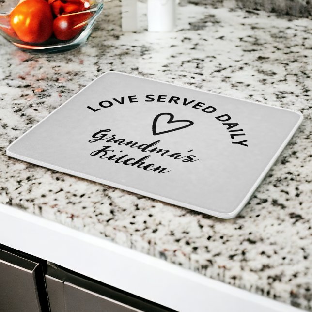 Personalised Love Served Daily Cutting Board (Personalized Love Served Daily Cutting Board from Ricaso. Add your own text. perfect gift idea)