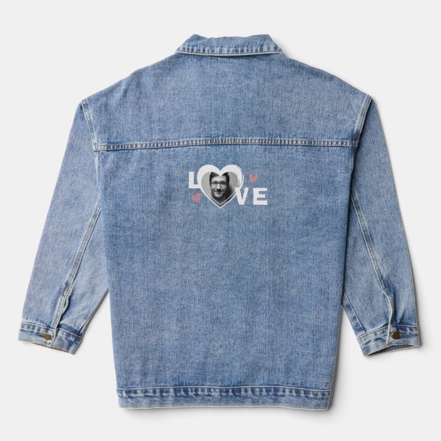 Personalised Love Shape Photo Denim Jacket (Back)
