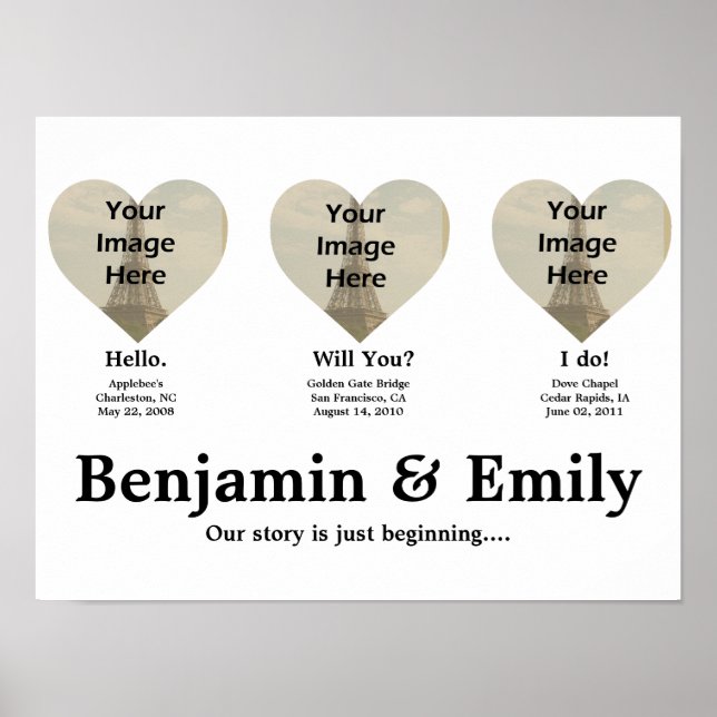 Personalised Love Story Map. Hello, Will you? I Do Poster (Front)