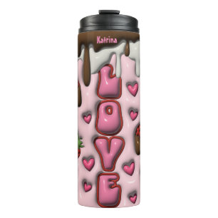 Personalised Love Strawberry Chocolate 3D Thermal Tumbler