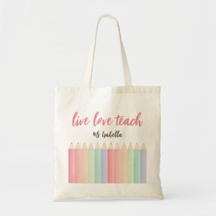 Personalised Love Teach Colourful Teacher Tote Bag