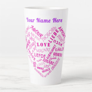 Personalised Love Text Latte Mug Custom Name