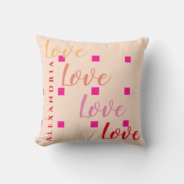 Personalised Love Typography Blush Pink Cushion (Front)