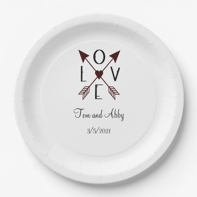 Personalised Love Wedding Engagement Bridal Shower Paper Plate (Front)