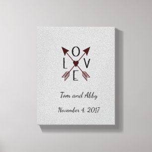 Personalised Love with Arrows Wedding Canvas Print