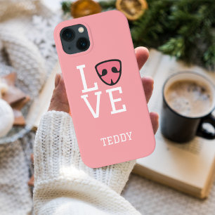 Personalised Love with cute Dog’s nose, pink iPhone 13 Case