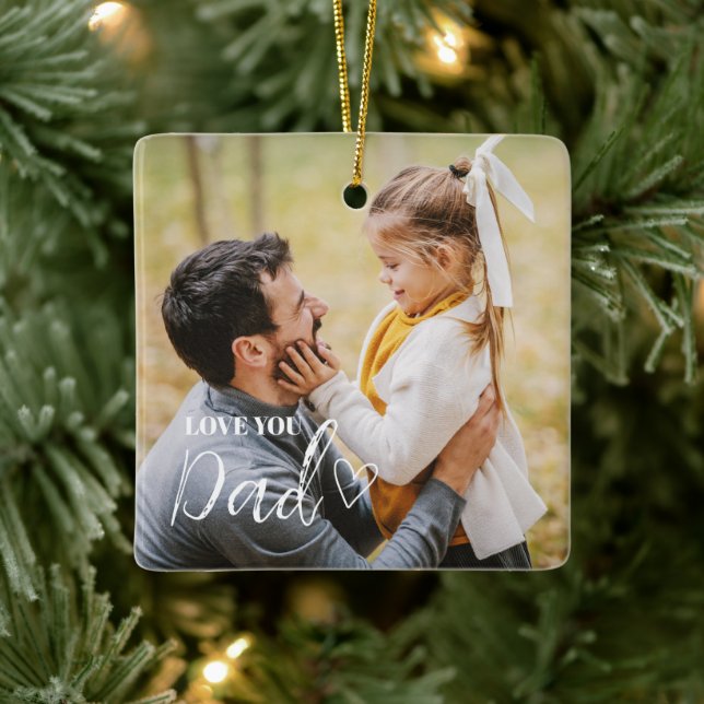 Personalised Love You Dad Photo Ceramic Ornament (Tree)