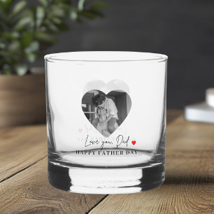 Personalised Love You Dad Photo     Heart Gift Whiskey Glass