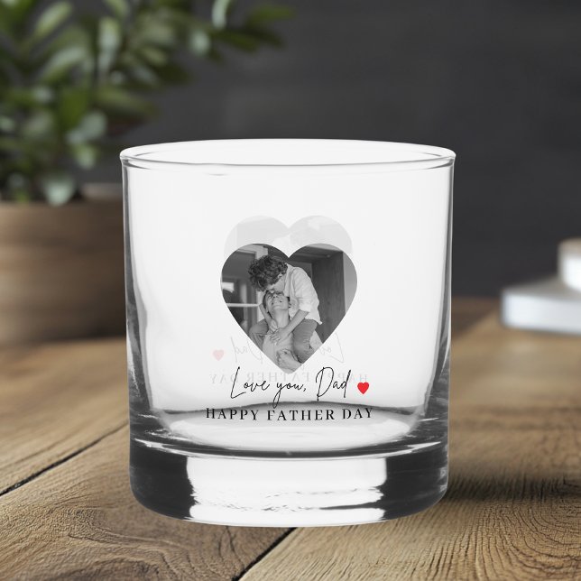 Personalised Love You Dad Photo | | Heart Gift Whiskey Glass (Creator Uploaded)