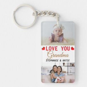 Personalised Love You Grandma 2 Photo Key Ring