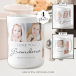 Personalised LOVE YOU GRANDMA 4 Photo Script Coffee Mug<br><div class="desc">Create a keepsake photo mug for a grandmother featuring 4 pictures and titled LOVE YOU GRANDMA (or your favourite nickname) in modern handwritten script accented with hearts with her grandchild's or grandchildren's names or your custom message in your choice of font styles and colours (shown with charcoal grey text and...</div>