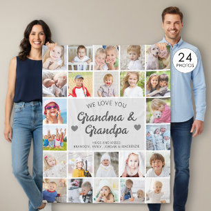 Personalised Love You Grandma and Grandpa 24 Photo Fleece Blanket