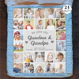 Personalised Love You Grandma and Grandpa 24 Photo Fleece Blanket