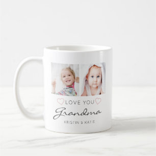 Personalised LOVE YOU GRANDMA Handwritten 2 Photos Coffee Mug