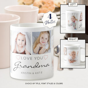 Personalised LOVE YOU GRANDMA Handwritten 4 Photo Coffee Mug